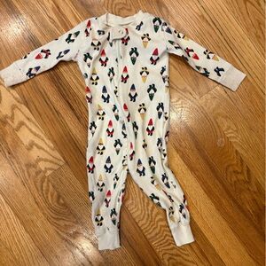 Hanna Andersson Cream Footie with Festive Print